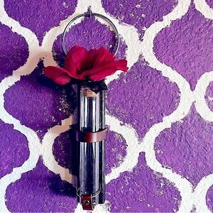 Avant Garde Hanging Tube Vase Handmade Luxury Decor Wood Leather Sterling Silver